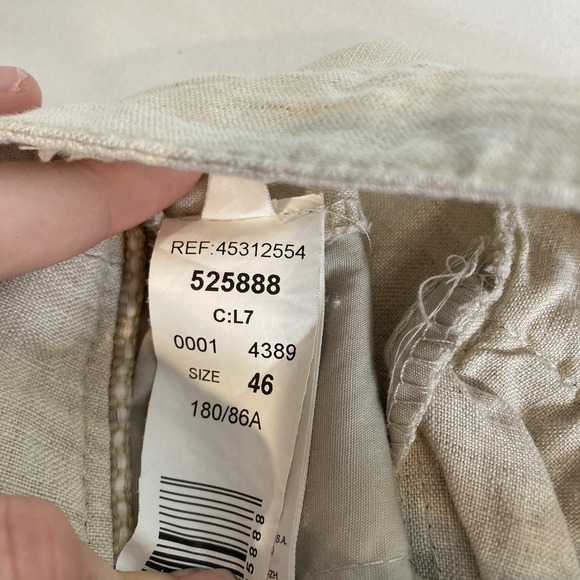 MNG Women's Ivory Linen Pants Size 14 Tapered Career Coastal Old Money Natural - Picture 6 of 14